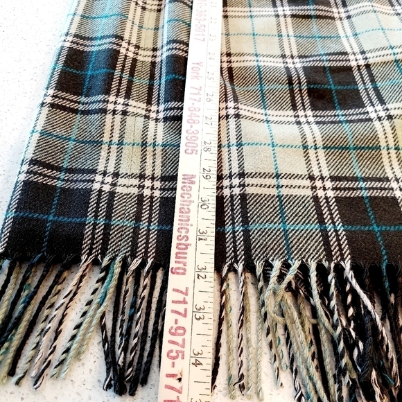 Evan Picone Blanket Wrap Maxi Skirt Green Plaid Wool-blend Fringed Lined Size 16 - Picture 9 of 12